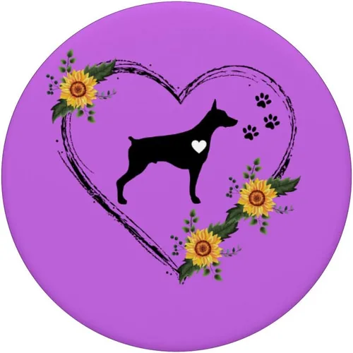 Vista 3 de Doberman Heartbeat con huellas de pata en PopSockets púrpura intercambiable PopGrip
