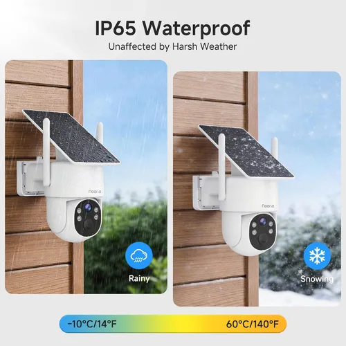 Vista 8 de Noorio Cámara de seguridad solar 2K inalámbrica para exteriores, inclinación panorámica de 360°, WiFi 6 de doble banda 2.4/5GHz, visión nocturna a