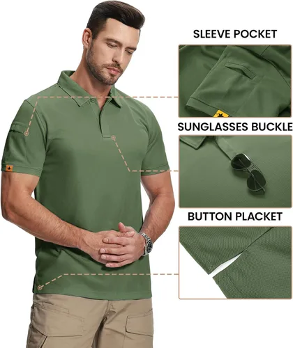 Vista 4 de ZITY Paquete de 2 camisas polo de manga corta para hombre, camisetas de golf deportivas para hombre, camisa táctica