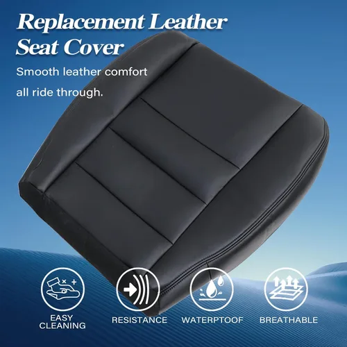 Vista 4 de GXARTS Funda de Asiento de Cuero de Repuesto Inferior del Lado del Conductor Delantero Negro Compatible con Ford F250 F350 F450 F550 2003 2004 2005