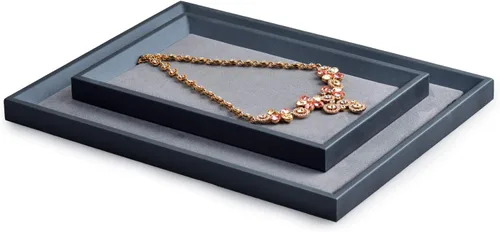 Vista 7 de Oirlv Bandeja plana de cuero premium para joyas, organizador de exhibición de joyas, bandeja de valet para mesita de noche o organizador de aparador