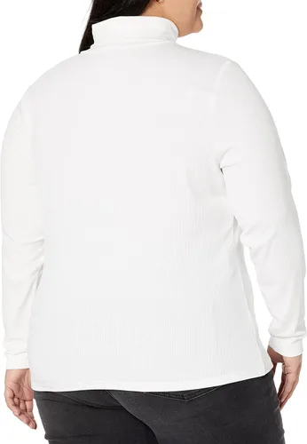 Vista 7 de Tienda Essentials Camiseta de cuello alto de punto acanalado de manga larga para mujer (disponible en tallas grandes), paquete de 2