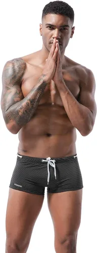 Vista 4 de MIZOK Traje de baño para hombre, traje de baño de secado rápido, corto, sexy, con cordón