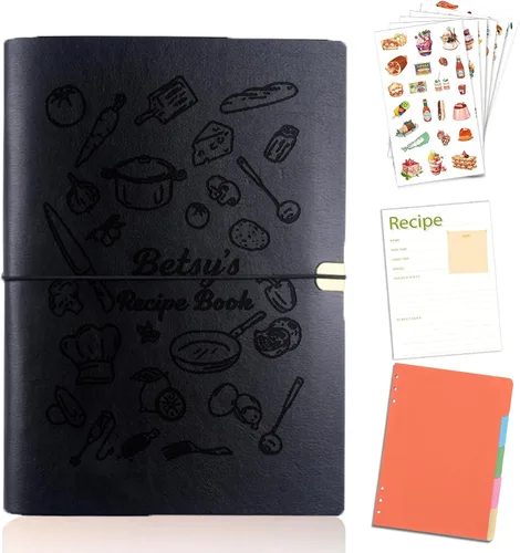 Vista 8 de Libro de recetas personalizado para escribir en tus propias recetas, libro de recetas personalizable de 6.7 x 9 pulgadas, 5 divisores y espacio