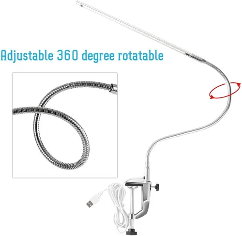 Vista 4 de ANGGREK Lámpara de escritorio LED, clip ajustable, lámparas de mesa USB para manicura, lectura y cuidado de los ojos, abrazadera en luces