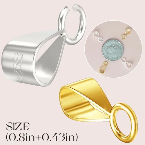 Vista 6 de OHINGLT Bails de Plata de Ley 925 para Fabricación de Joyas con Aro Abierto, Cierre de Colgante de Collar Deslizante, Clips de Pulsera con Cierre