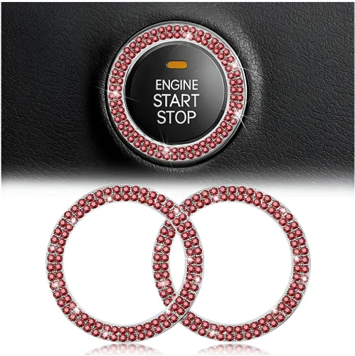 Vista 24 de Calcomanías de anillo de arranque de motor con diamantes de imitación de cristal, paquete de 2 unidades, cubierta / calcomanías para botón de Doble