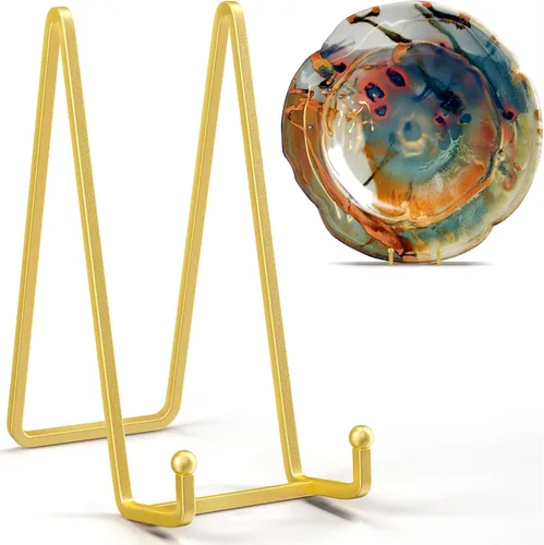 Vista 11 de IPAME Soportes cuadrados de metal para exhibir, soporte de 4.5 pulgadas + caballete para portarretratos para libros, placa decorativa, placa, foto