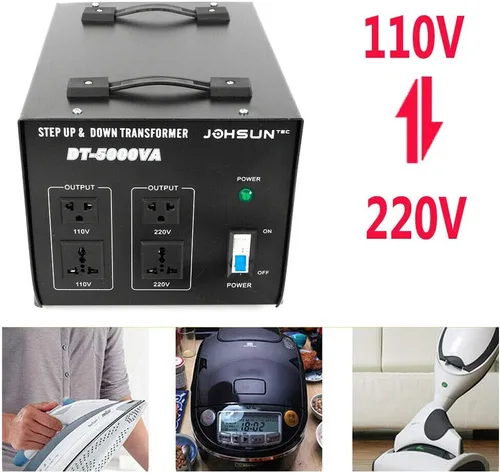 Vista 3 de Convertidor de transformador de voltaje elevador y reductor de 5000 W, 110-220 voltios, arranque suave y carga completa, protección del disyuntor