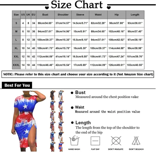 Vista 5 de ADHOWBEW Vestido de mujer para el 4 de julio, con bandera americana, sexy, para salir, fiesta, club, vestido ajustado