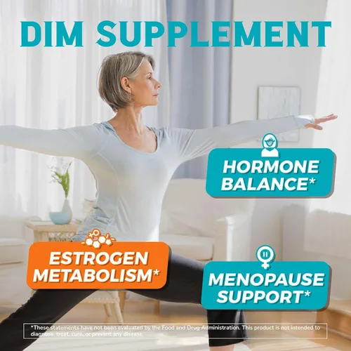 Vista 9 de Vitalibre Suplemento DIM para mujeres y hombres, metabolismo de estrógeno, equilibrio hormonal y apoyo a la menopausia, DIM 300 mg con extracto