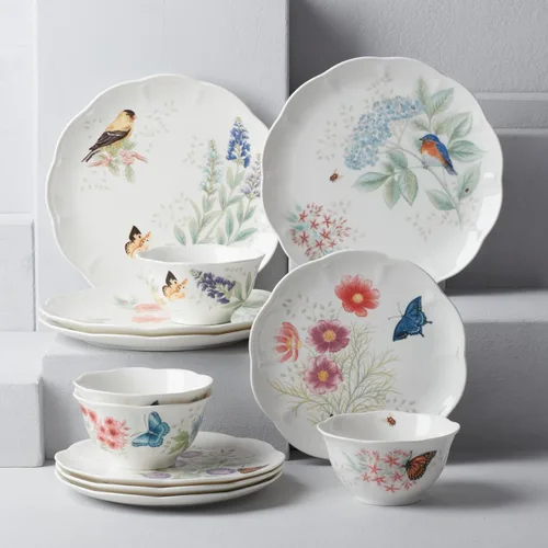 Vista 5 de Lenox 883319 Butterfly Meadow Flutter - Juego de vajilla de 12 piezas, multicolor