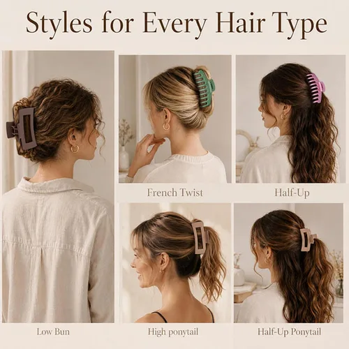 Vista 4 de TOCESS Paquete de 8 pinzas grandes para el cabello para mujer, pinzas grandes para cabello fino y grueso, rizado, agarre fuerte de los años 90, 4.33