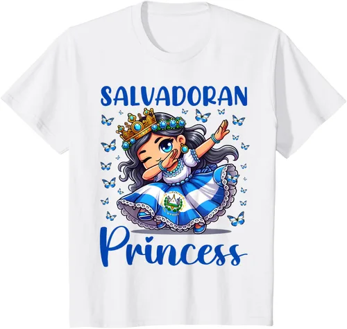 Vista 29 de Camiseta de princesa salvadoreña dabbing para niñas y niños