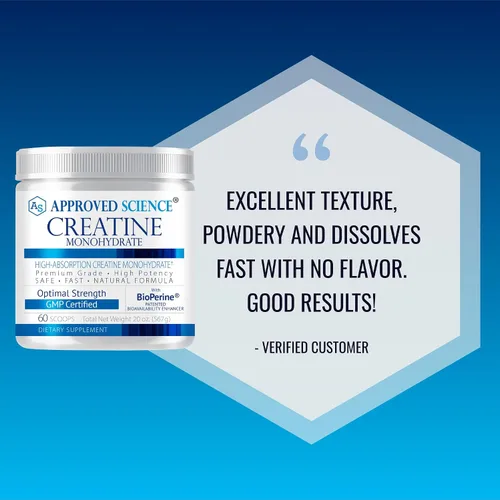 Vista 6 de Approved Science Monohidrato de creatina en polvo – con BioPerine – Apoya la fuerza, el músculo magro y la recuperación – 0.18 oz por porción