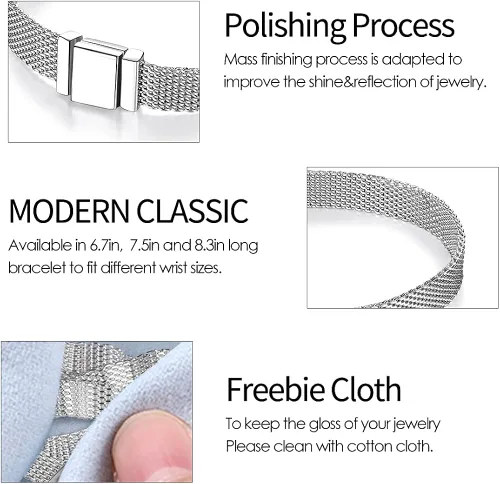 Vista 5 de KUNSIR Pulsera de joyería con dijes de clip de reflejos pulsera de joyería de plata de ley 925 regalo para mujer