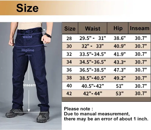 Vista 5 de HYCOPROT Pantalones de senderismo para hombre, repelentes al agua, ligeros, casuales, de secado rápido, pantalones de trabajo con 10 bolsillos
