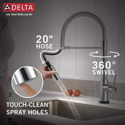 Vista 7 de Delta Faucet Trinsic Pro - Grifo de cocina de estilo comercial, grifos de cocina con rociador desplegable, grifo de fregadero de cocina, grifo