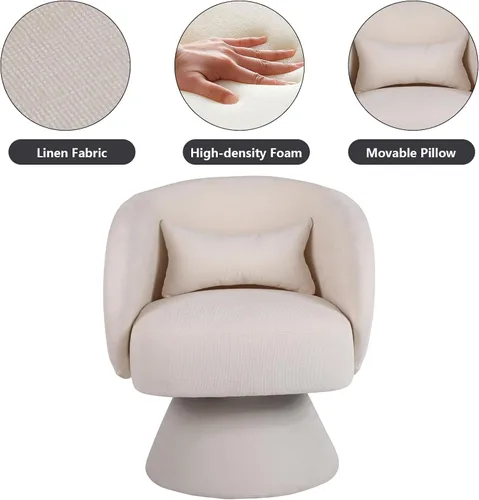 Vista 4 de Silla giratoria de barril, moderno sofá giratorio de acento, cómodo sofá de 360 grados para ocio, para el hogar, sala de estar, dormitorio, oficina