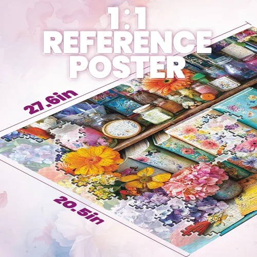 Vista 3 de Rompecabezas para adultos de 1000 piezas, rompecabezas florales de libro vibrante