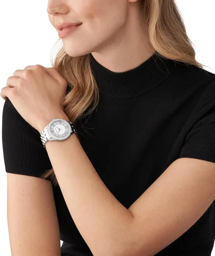 Vista 5 de Michael Kors Harlowe Women's Watch, Stainless Steel and Pavé Crystal Watch for Women with Steel or Leather Band