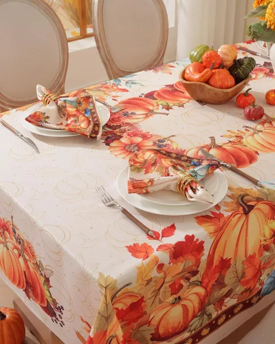 Vista 8 de Honellaty - Mantel rectangular con diseño de calabaza otoñal, 52 x 70 Cosecha de calabaza