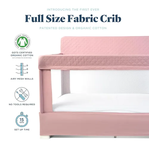 Vista 2 de Baby Delight Lunaire Cuna orgánica de tamaño completo, rosa orgánica