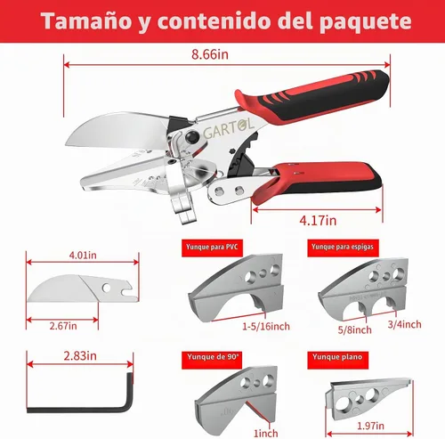 Vista 9 de GARTOL Ratchet Miter Shears, 45°-135° Adjustable Multi-Angle Cutter for Molding, Trim & Quarter Round – Precision Hand Tool for PVC & Soft Wood