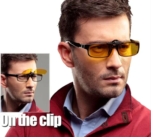 Vista 5 de ZYZH 2x Polarized Clip On Sunglasses Flip Up Fit Over Night Vision Glasses Anti Glare Men Women Driving Sports with Box