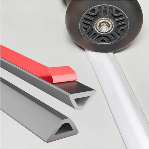 Vista 9 de Presa de agua plegable para umbral de ducha, barrera de silicona autoadhesiva de 39 pulgadas para separación en seco y húmedo, protector flexible