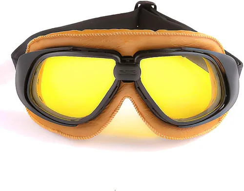 Vista 24 de Anteojos de seguridad para motociclismo, motonetas, medio casco clásico para Vespa, estilo aviador, plegable con lentes transparentes T008 Marco