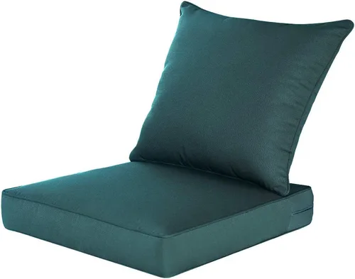 Vista 29 de QILLOWAY Juego de cojines de poliéster para sillas de exterior, cojines de exterior para muebles de patio, todo tipo de clima. Gris carbón/negro