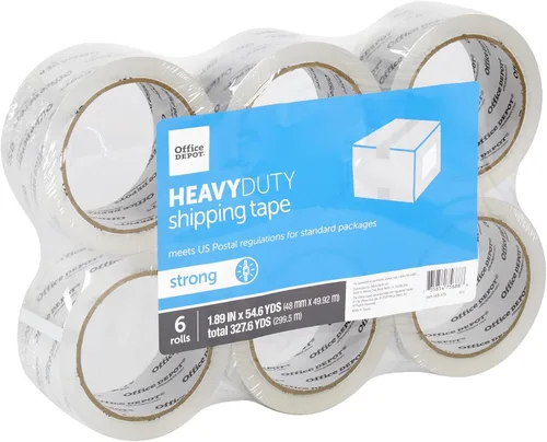 Vista 2 de Office Depot Cinta de envío, resistente, 1.89 pulgadas x 43.7 yardas, transparente, paquete de 6, 0M01199