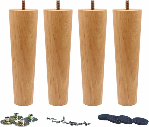 Vista 12 de Juego de 4 patas de repuesto de madera maciza para sofá y sofá de 4 Slant- Juego de 4