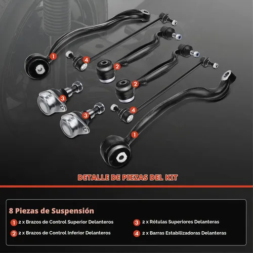 Vista 3 de A-Premium Kit de suspensión delantera de 8 piezas, barra estabilizadora, brazo de control superior inferior