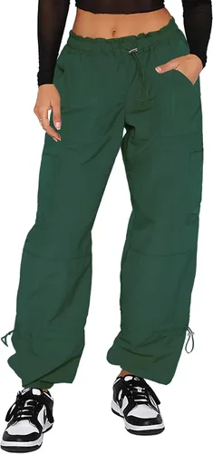 Vista 15 de DISCIPBUSH Pantalones cargo holgados para mujer, pantalones de paracaídas para mujer, pantalones rave, pantalones Y2K, trajes de festival para mujer