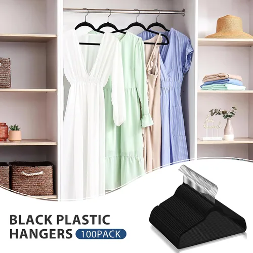 Vista 3 de SUPER DEAL Paquete de 100 perchas de terciopelo de alta calidad, delgadas, antideslizantes, con muescas para trajes, abrigos, pantalones, vestidos