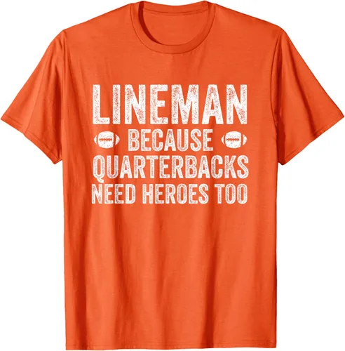 Vista 81 de Lineman Because Quarterbacks Need Heroes Camiseta de fútbol linieros S Negro