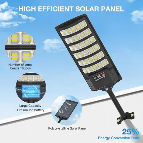 Vista 2 de Farolas solares impermeables para exteriores, luz de inundación gran angular de 320°, luz LED de estacionamiento solar con sensor de movimiento