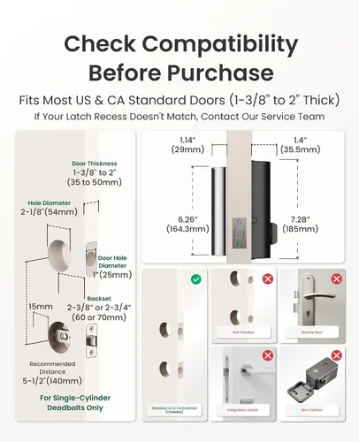 Vista 8 de DESLOC Smart Lock K120, cerradura de puerta delantera sin llave de huellas dactilares, cerrojo electrónico WiFi, batería de iones de litio de 16