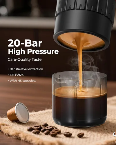 Vista 5 de cafetera espresso portátil (negro)