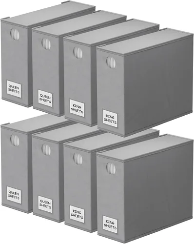 Vista 8 de SpaceAid Paquete de 3 Organizadores de Sábanas y Almacenamiento, Organizador de Armario de Ropa de Cama Plegable, Guardador de Juegos de Sábanas