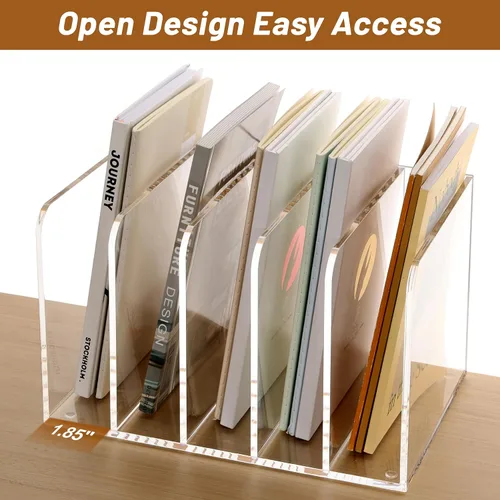 Vista 5 de SANRUI Organizador de archivos de acrílico, soporte transparente para archivos, organizador de escritorio para organización y almacenamiento