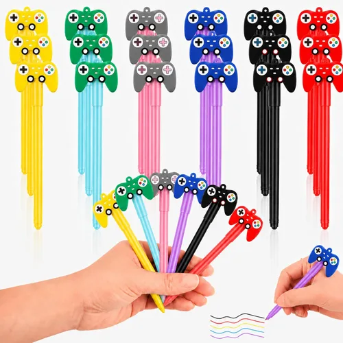 Vista 8 de Tinlade 24 bolígrafos de tinta con temática de videojuegos, regalos de fiesta de videojuegos, regalos de fiesta de cumpleaños, regalos para oficina
