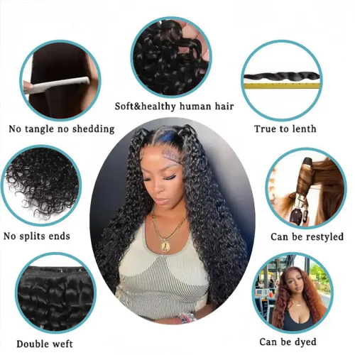 Vista 4 de Borchan Water Wave 3 Paquetes Cabello Humano Húmedo y Ondulado Cabello Humano 3 Paquetes para Mujeres Negras 16 18 20 Pulgadas Paquetes Brasileños