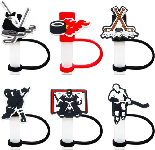 Vista 2 de 6 fundas de popote de béisbol para vaso Stanley Cup de 40 onzas con asa, 0.394 in 0.4 pulgadas, a prueba de polvo, tapas reutilizables para pajilla..