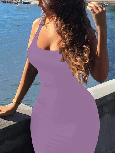 Vista 5 de GOBLES Vestido ajustado sin mangas para mujer, vestido sexy e informal para discoteca