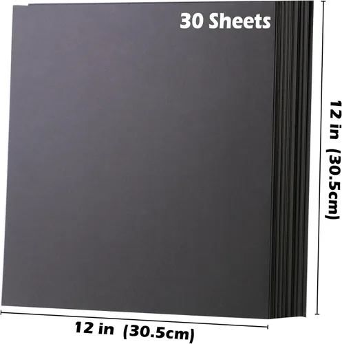 Vista 2 de Cartulina negra – 12 x 12 pulgadas, 85 libras, papel de cartulina perfecta para álbumes de recortes, manualidades, tarjetas de visita, 30 hojas
