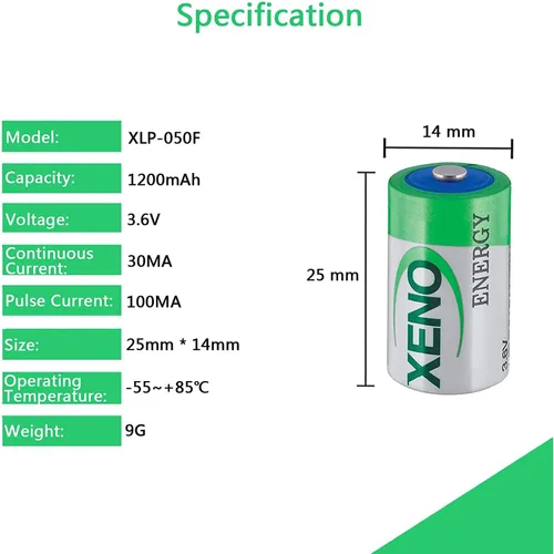 Vista 2 de (10 Pack) XL-050F 1/2 AA 3.6V Lithium Battery for Xeno Energy XL-050F 1/2 AA 3.6V Lithium Battery