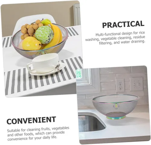 Vista 5 de TEHAUX Stainless Steel Fine Mesh Rice Strainer Bowl Colander for Washing Grains and Vegetables Smooth Polished Surface Kitchen Rinsing Basket
